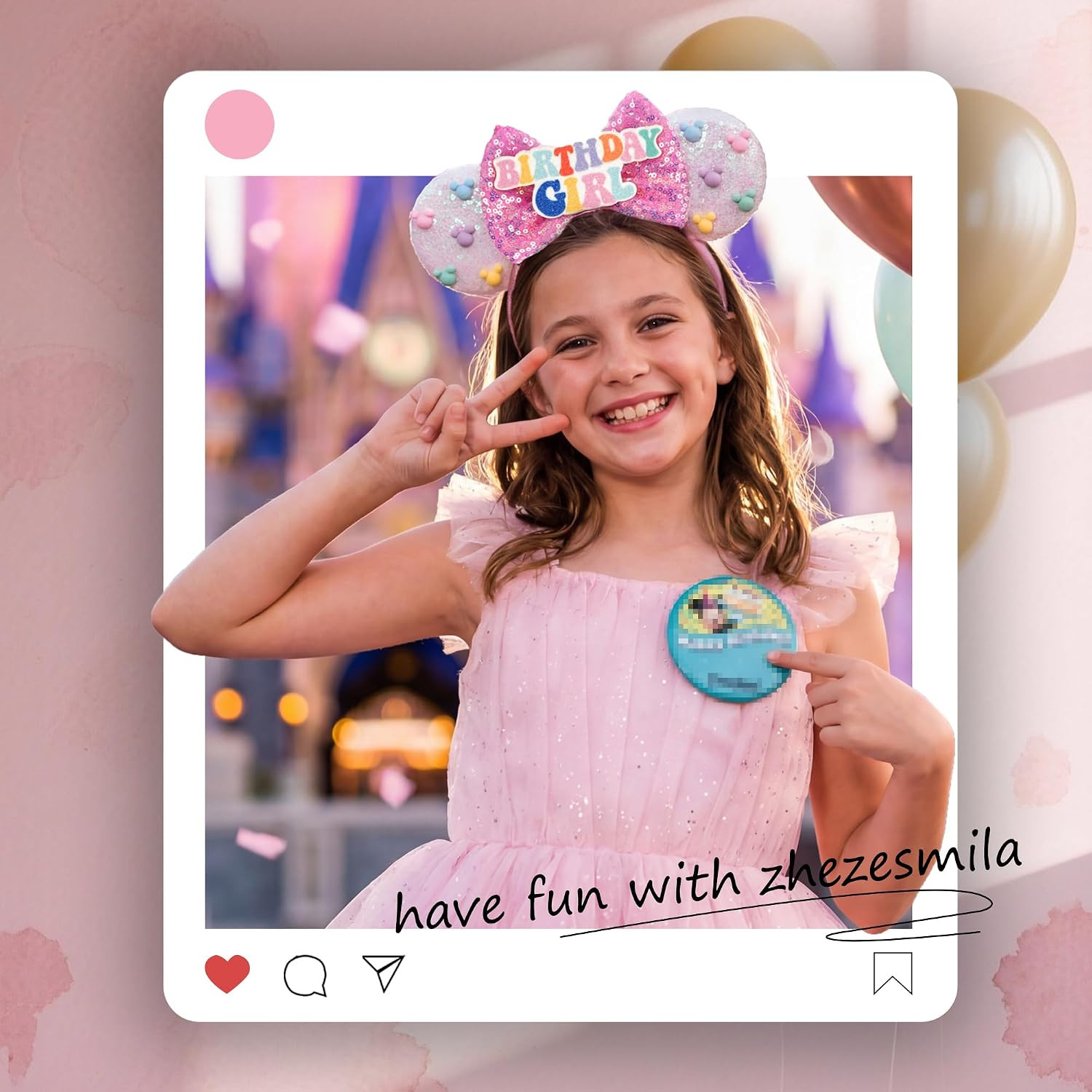 Mouse Ears for Women Birthday Girl Headband Sequin Ears Hair Accessories for Bir