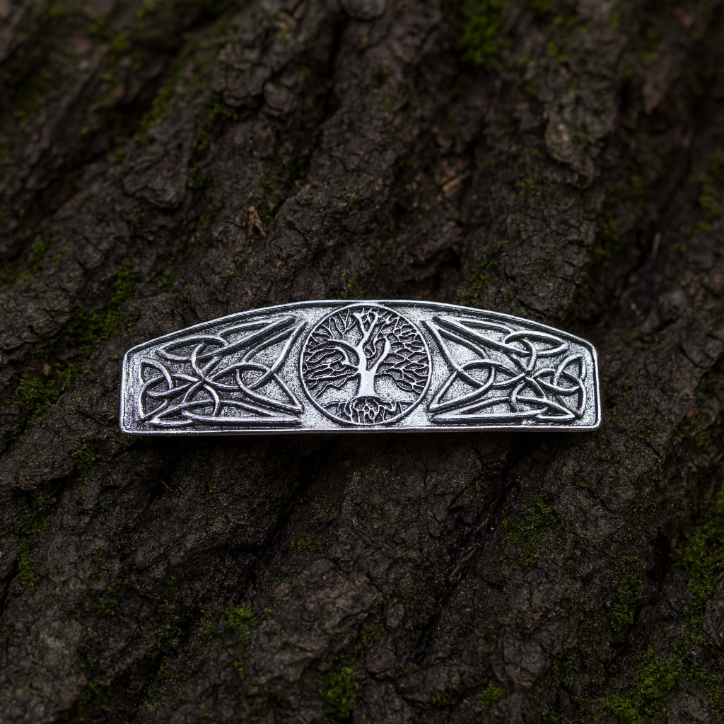 Tree of Life Barrette – easy to use spring loaded hair clasp – Celtic -Nordic