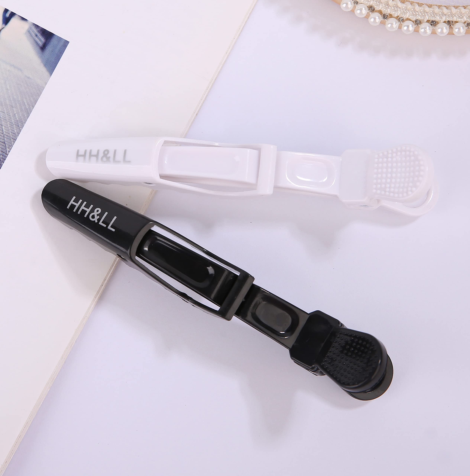 10PCS Hair Clips for Women Wide Teeth Alligator Salon Styling Clip Black/White