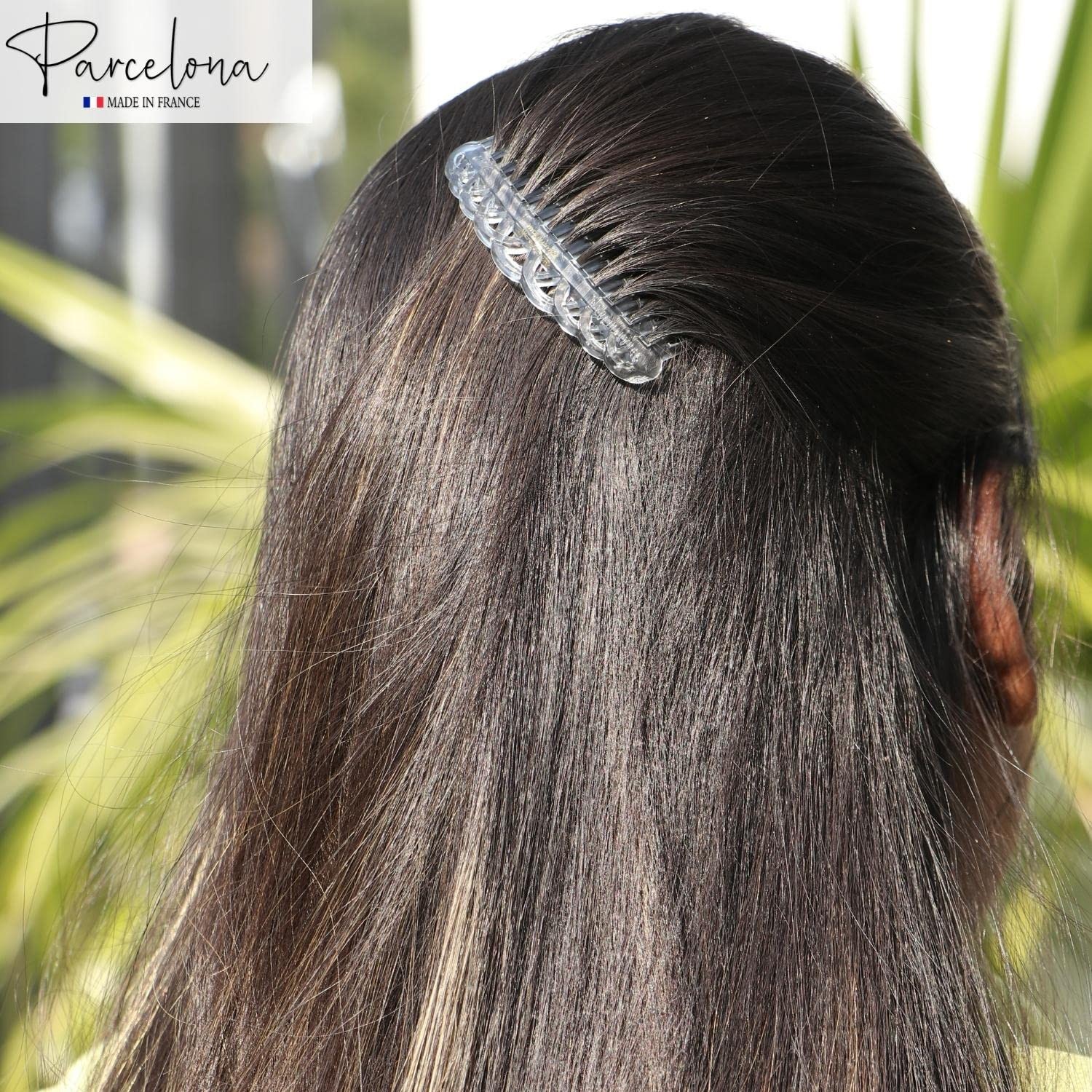 Parcelona French 13 Teeth Crown Small Cellulose Side Hair Combs for Women(2 Pcs)