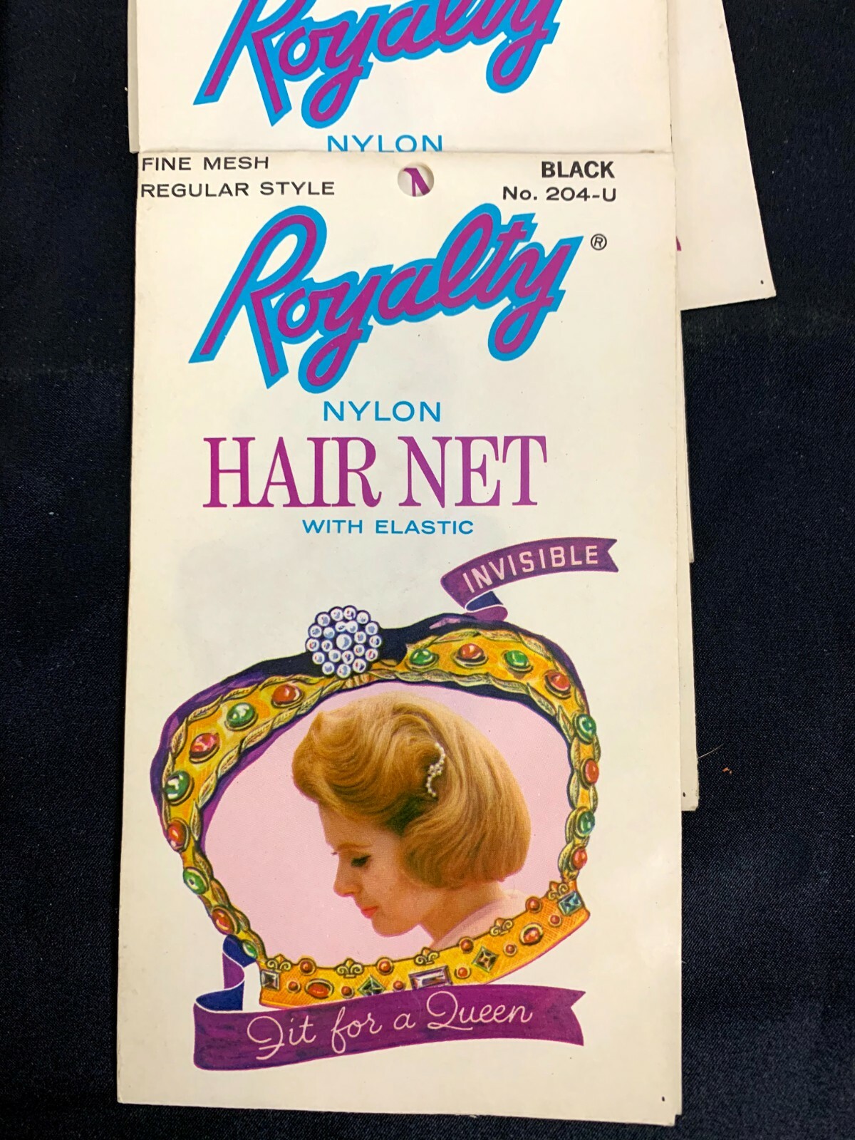 12 Vintage 1960s Royalty Black Hair Nets “Fine Mesh Regular Style”