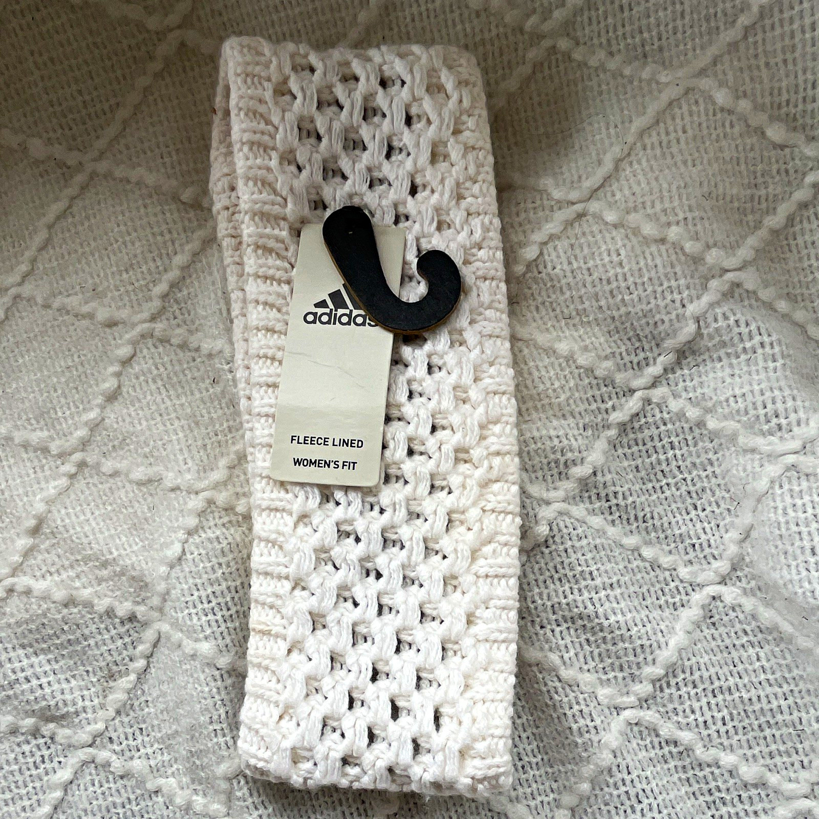 adidas Women’s Fit Fleece Lined Knit Headband Ear Warmer White Logo