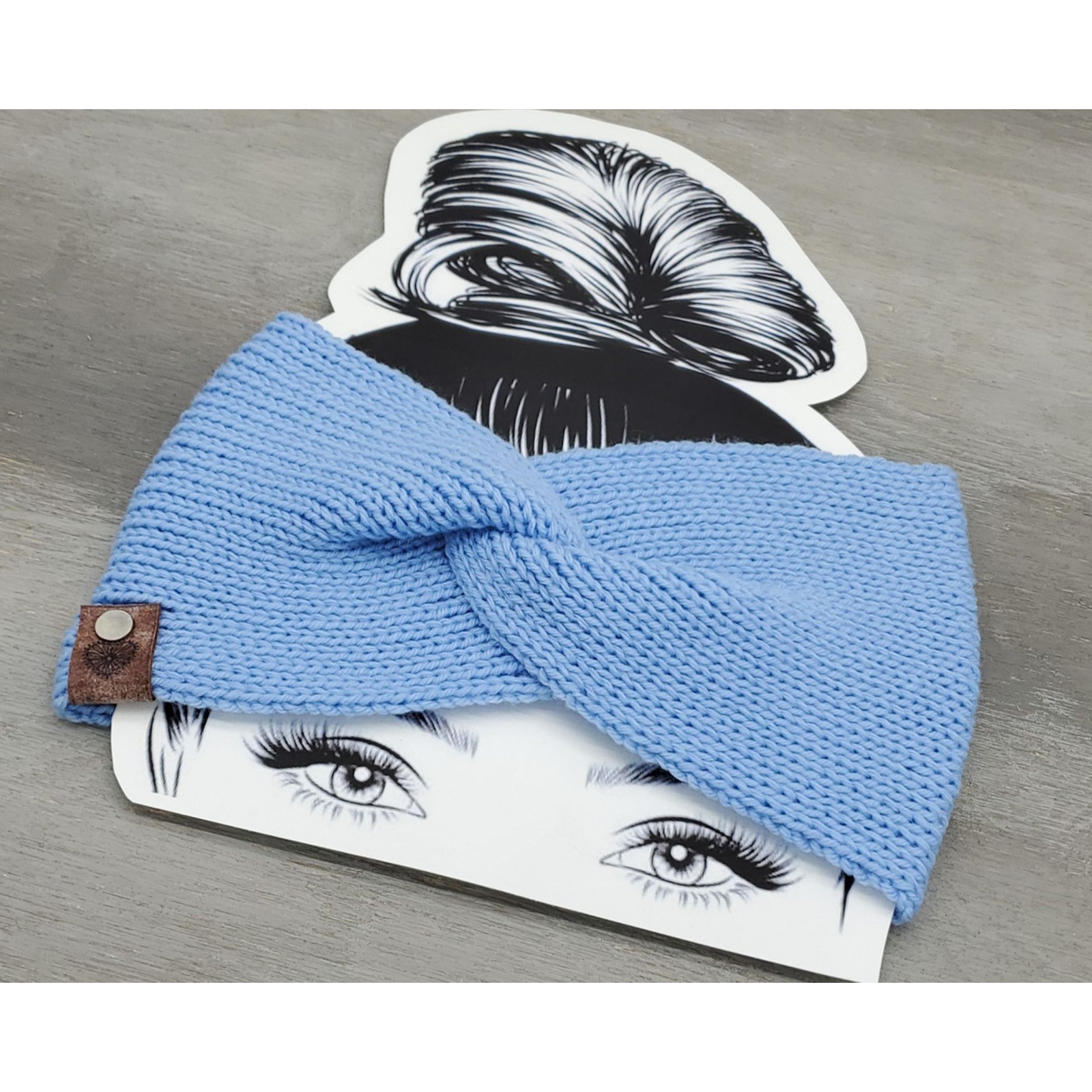 Handmade Knit Twisted Headband | Soft Blue Winter Ear Warmer
