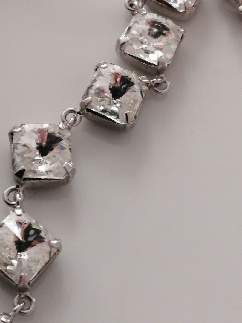 Thierry Mugler Vintage Necklace Silver Crystal Diamond Cut Design Used From JP