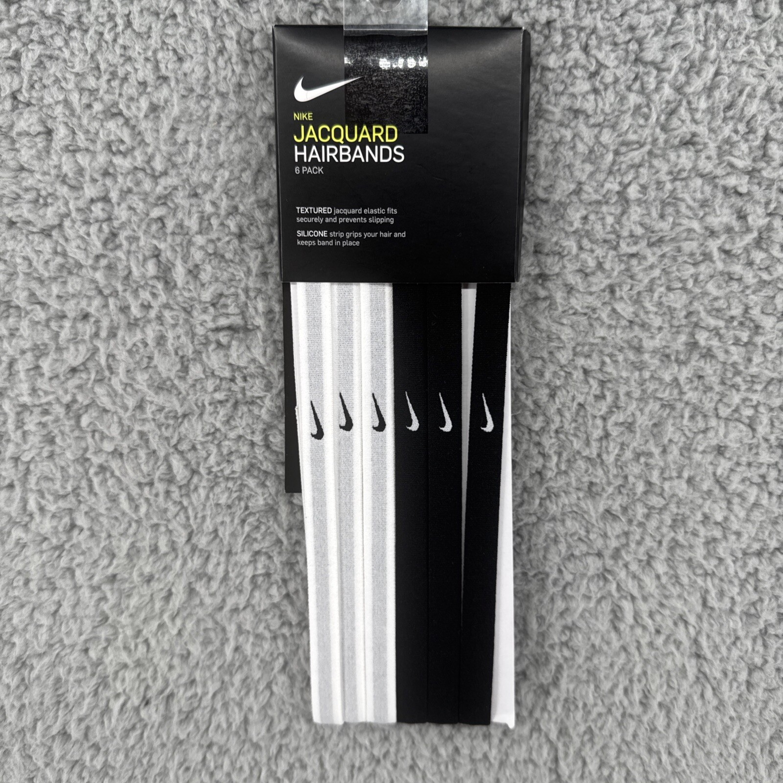 Nike Jacquard 6 Pack White Black Hairbands Women’s Girls NWT