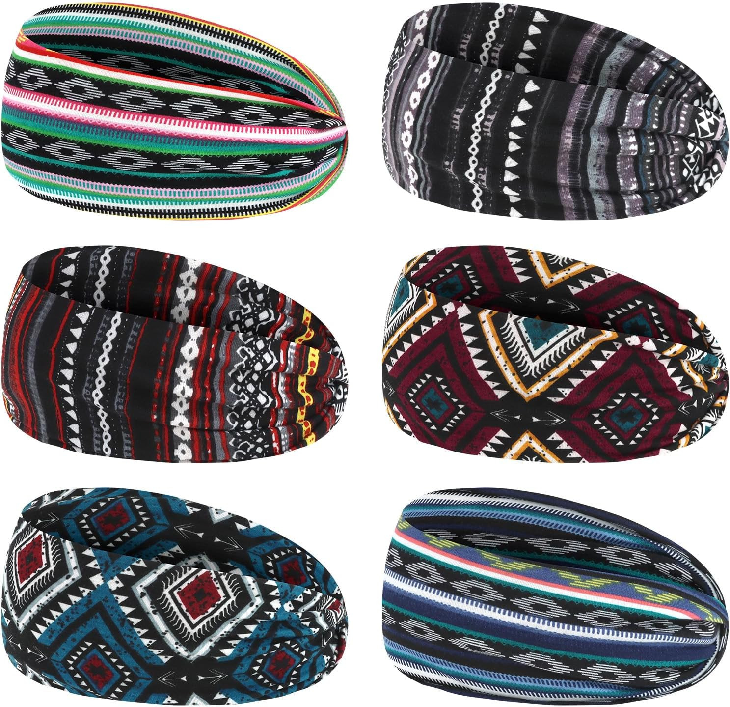 6Pcs Headbands Paisley Bandanas Head Bands Sweat Band Hair Wrap Headwrap Fashion