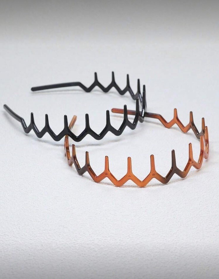 Black Brown Zigzag Plastic Headband Geometric Shape Hair Accessory for Women