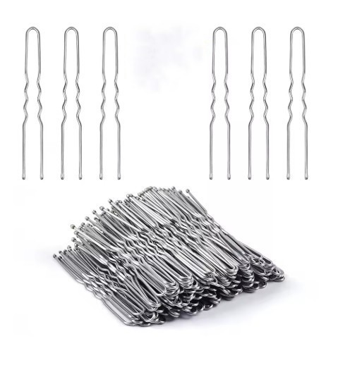 10PCs U Shaped Hair Pins 2.36 inches Bun Pins Silver Plated Hair Pins