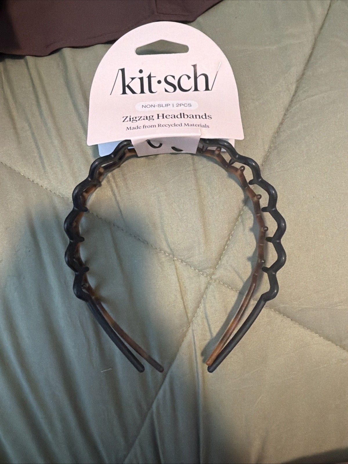 Kitsch Zig Zag Headband for Women – Non Slip Comb Hairband Black