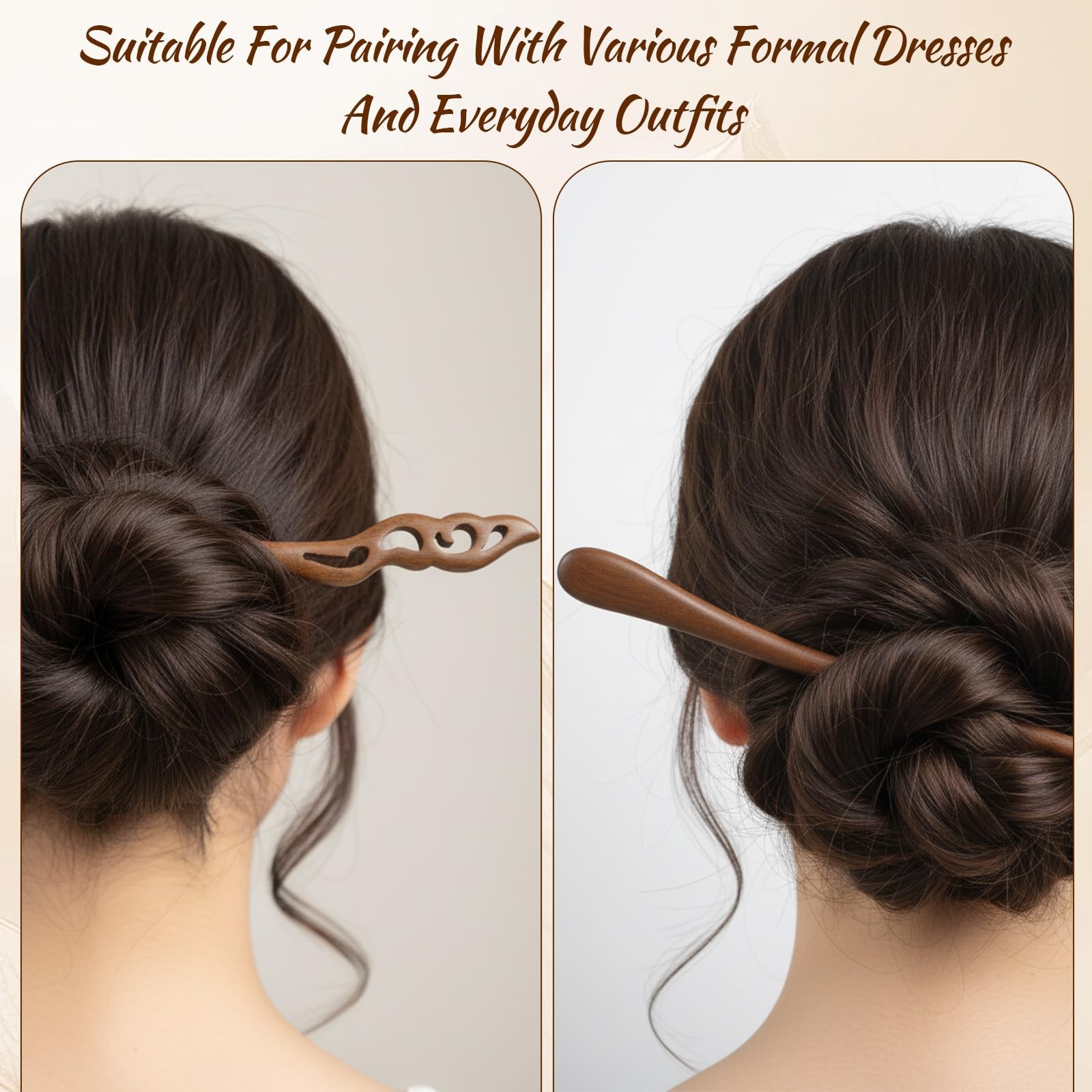 4 Pcs Wooden Hair Sticks for Women, Hanfu Pins Chinese Hair Chopsticks for Bu…
