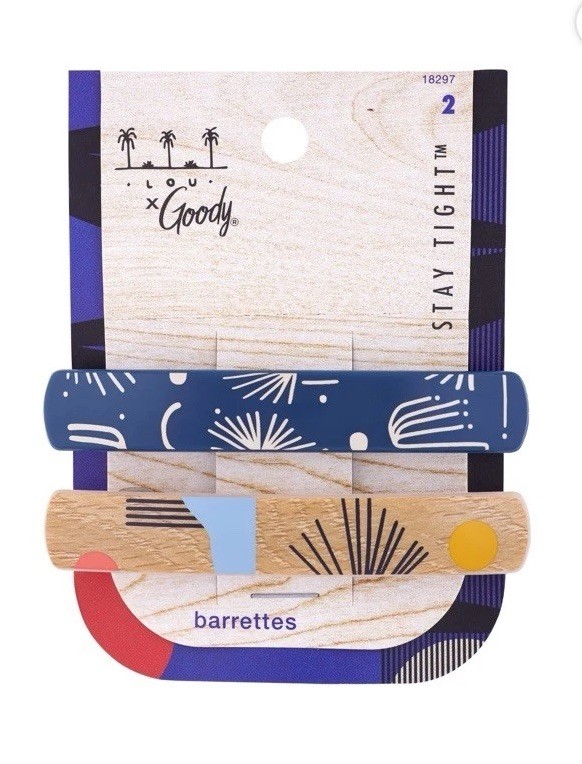 Goody Tru x Hola Lou Collab Stay Tight Autoclasp Barrettes, 2 Ct, New, Free Ship