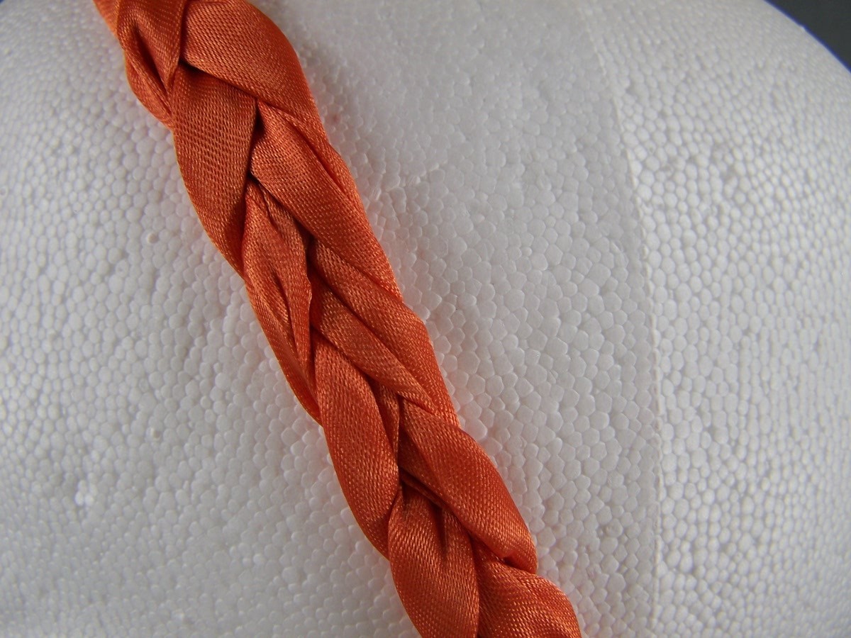 Orange braided headband satin fabric stretch elastic braid 3/4 inch wide