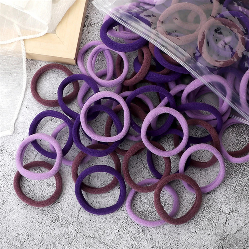 50Pcs Black Elastic Hair Band Leagues Ties Colets Scrunchies Springs Gum Accesso