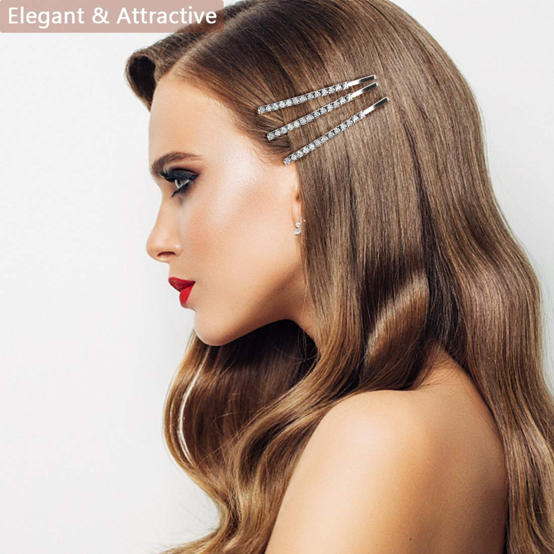 24 Pcs Rhinestone Hair Accessories: Sparkly Crystal Bobby Pins, Shiny Hair Clips