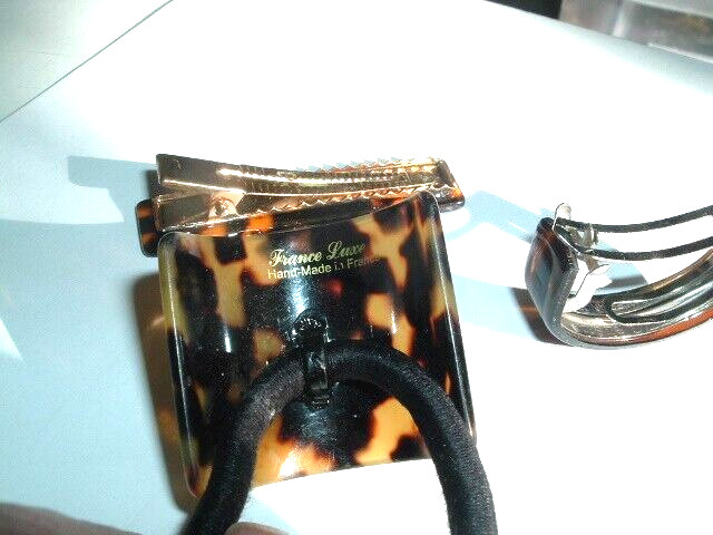 French Luxe Hand Made in France Tortoise Clip and 2 Ponytail Holders