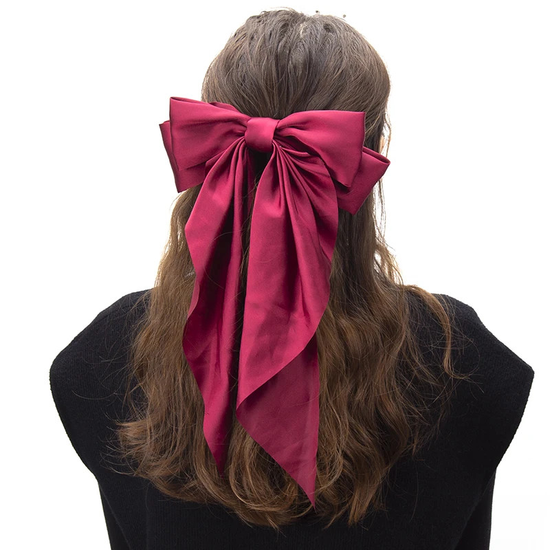 1PC Women Solid Color Hairpins Minimalist Bowknot Retro Hair Clip for Girls Silk