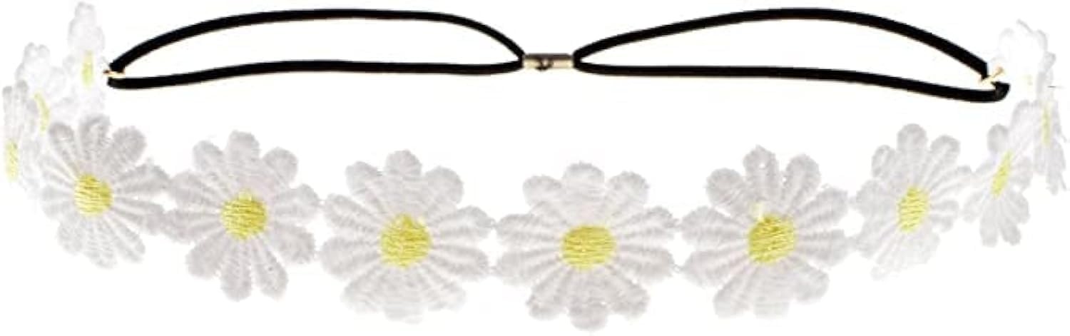 White Daisy Flower Headband Sunflower Hippies Crown Hair Wreath Bohemian Flor…