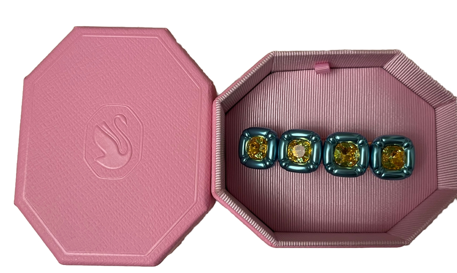 Swarovski Dulcis hair clip Cushion cut crystals Blue #5617239 New in Box $250
