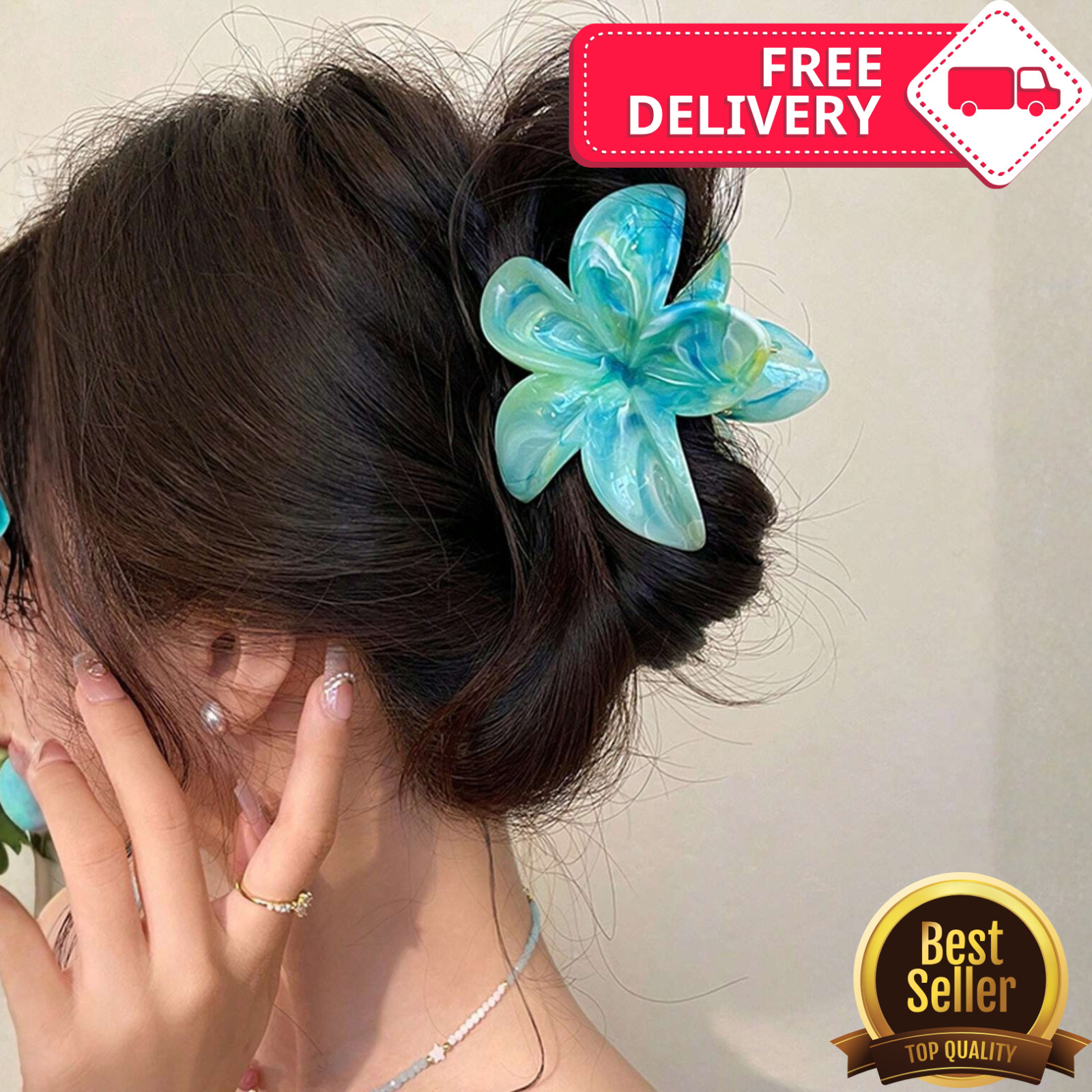 Daisy Flower Hair Claw Clip Thick Hair Women Large Boho Gold Pink Blue Jaw