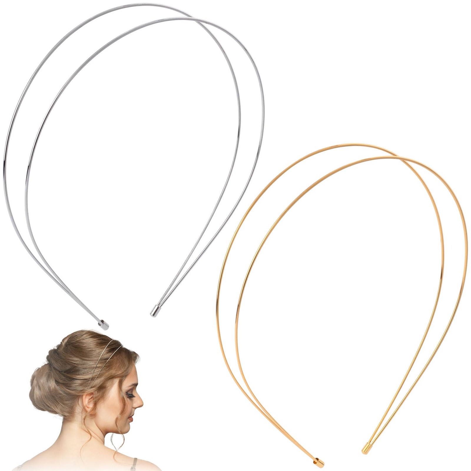 PAGOW 2 Pcs Metal Double 1 Count (Pack of 2), Gold,Silver (Double Layer)