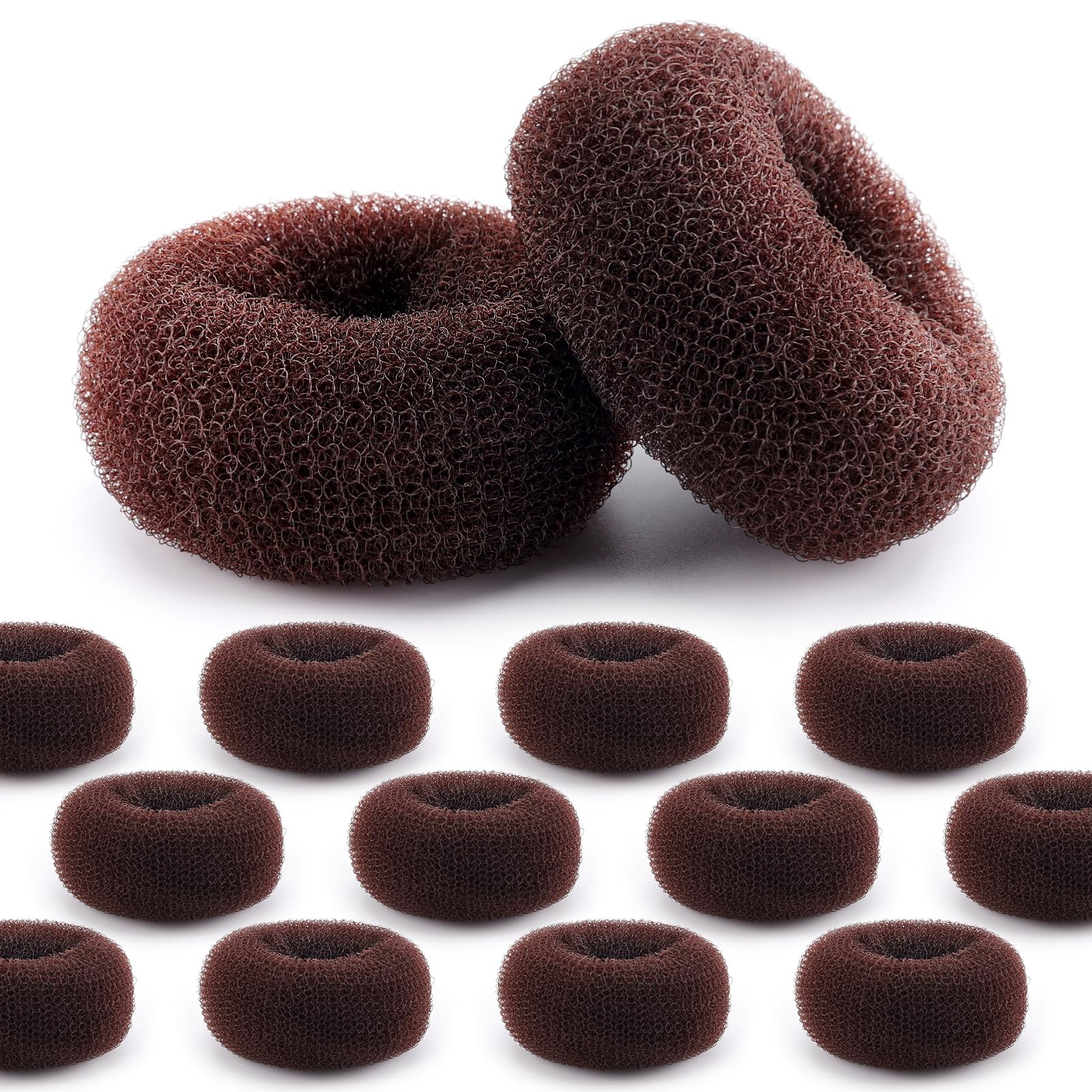 HOFASON Hair Bun Maker Donut 12 Pcs, 1 Count (Pack of 12), Brown-12Pcs-Size M