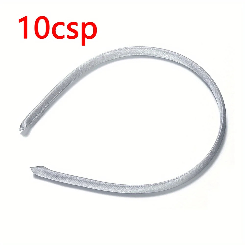 10Pcs Fashion Satin Solid Color Headband Colorful Fabric Covered Thin Plastic Ha