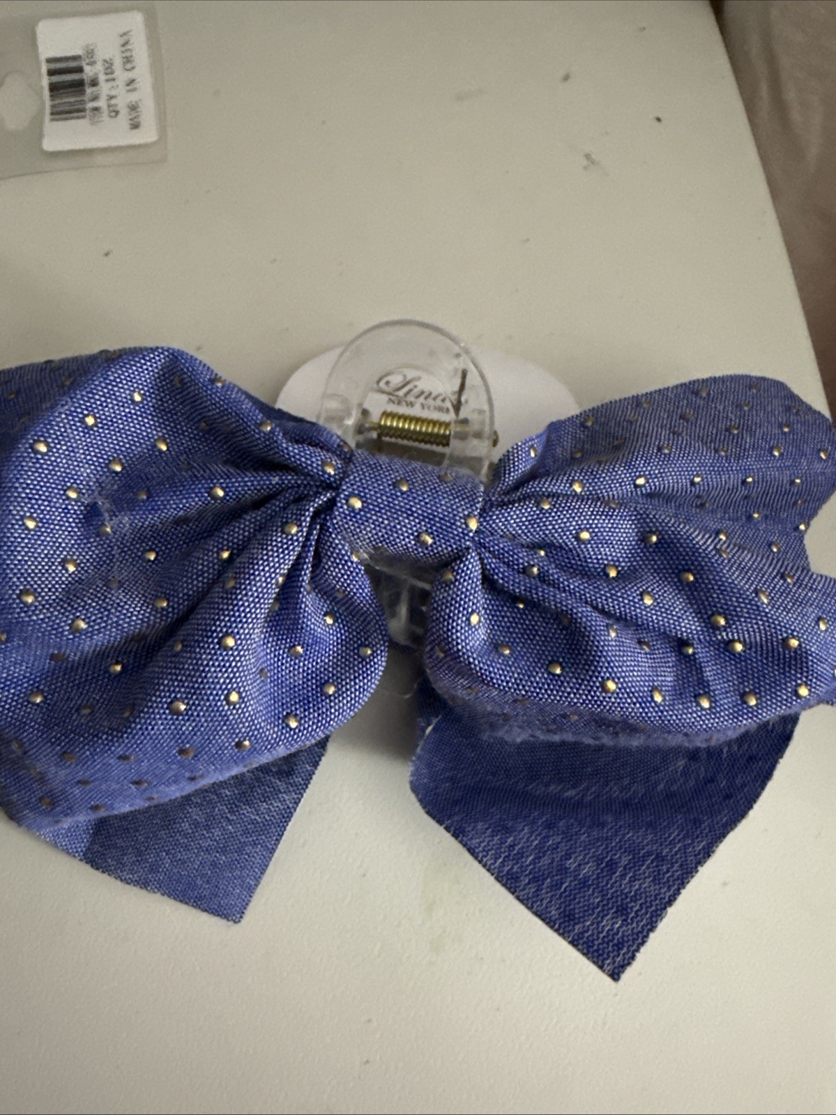 Blue Jean Gold Studs Hairbow NWT