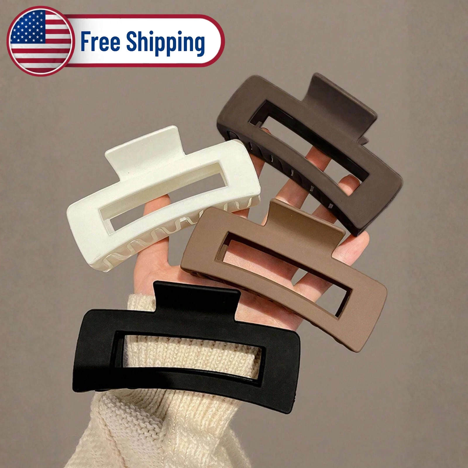 4PCS Large Square Hair Claw Clips Strong Hold Thick Long Curly Hair Accessories