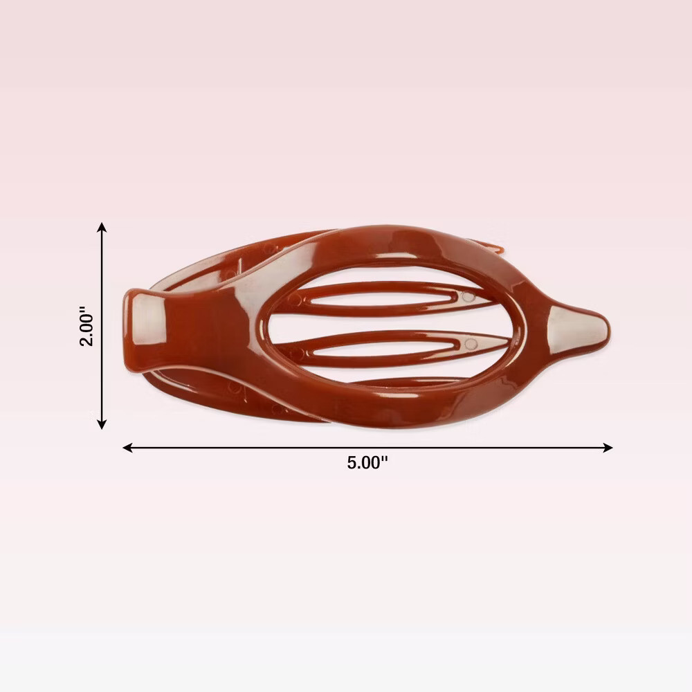 SCUNCI UNBREAKABLE OVAL OPEN CENTER LAY FLAT BROWN CLAW CLIP – (10364)