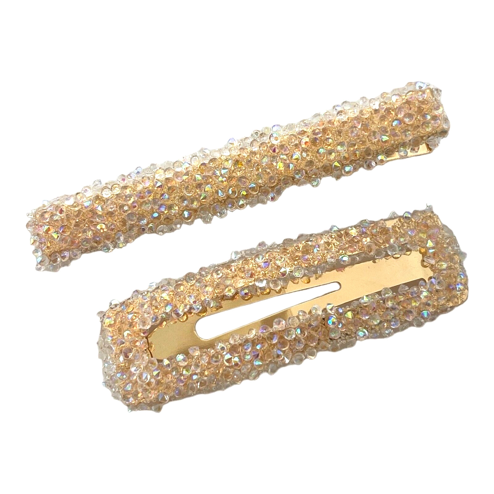 Hair Clips Glittered Aurora Borealis Clear AB Rhinestone Alligator Snap Barrette