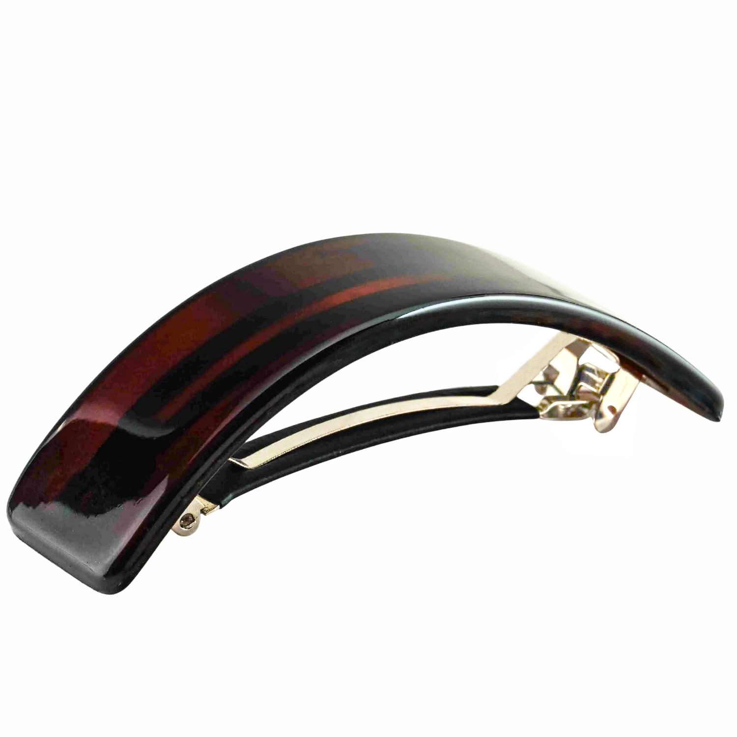 Parcelona French Curved Hair Barrette Tortoise Shell Clip with No Slip Metal