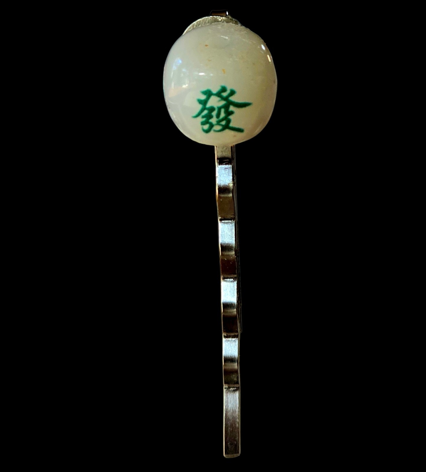 MAHJONG LOVERS NEW DESIGNER “GREEN DRAGON” CLIP IN SILVER HAIR JEWELRY ACCESSORY