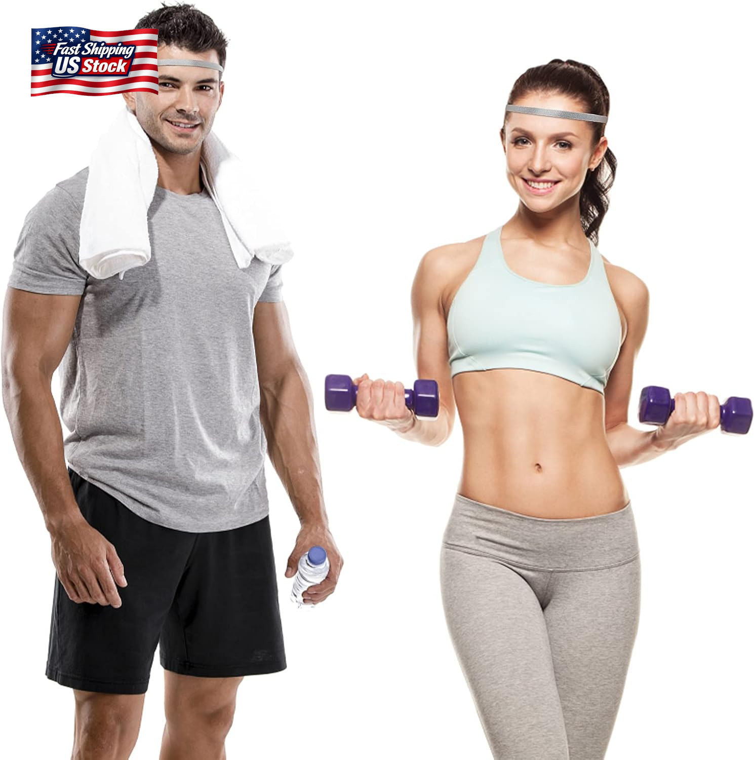 Sibba 4 Pieces Athletic Sports Headband Elastic Thin Hair Bands Non Slip Silicon
