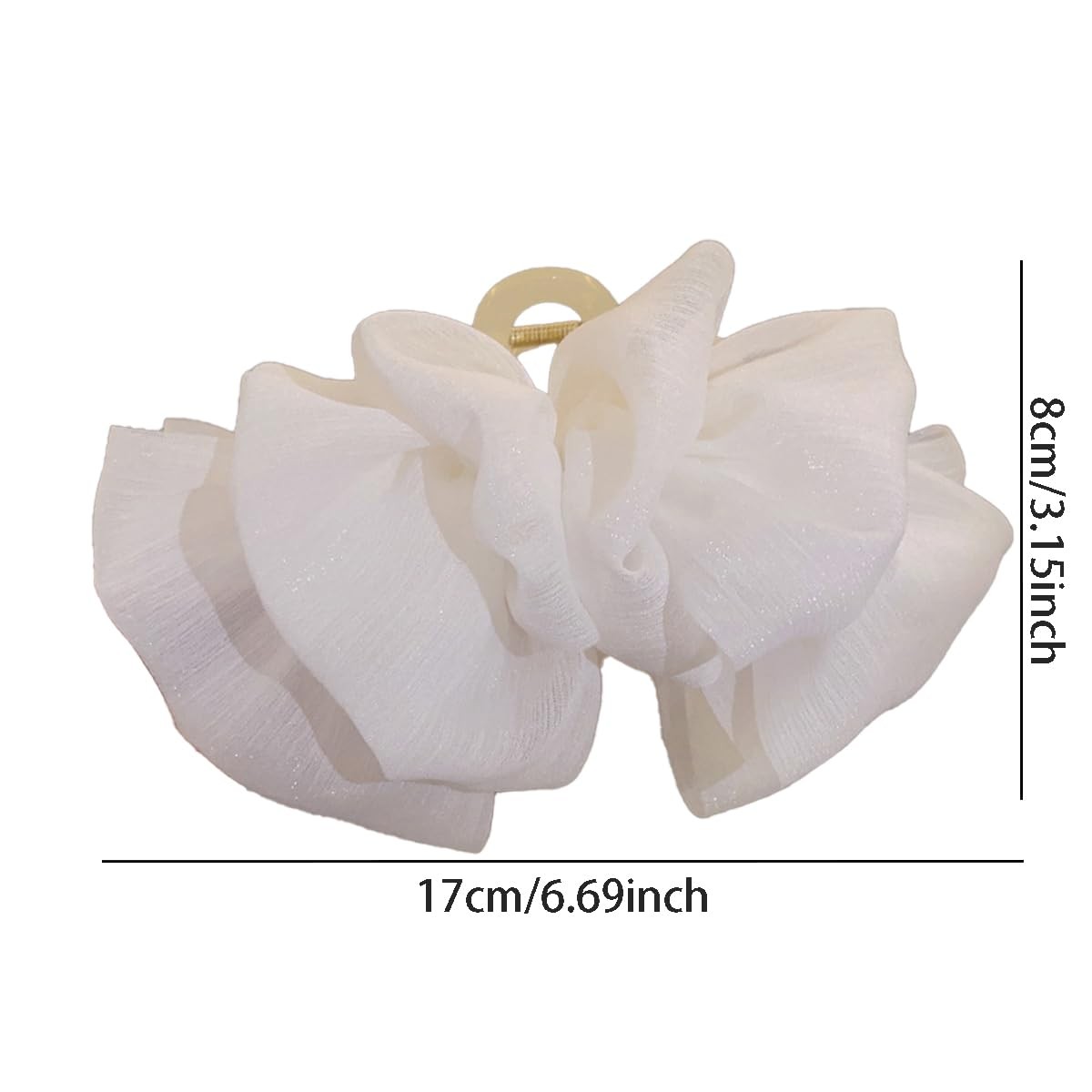Large Bow Hair Claw Clips for Women Mesh 1 Count (Pack of 1), Tulle white