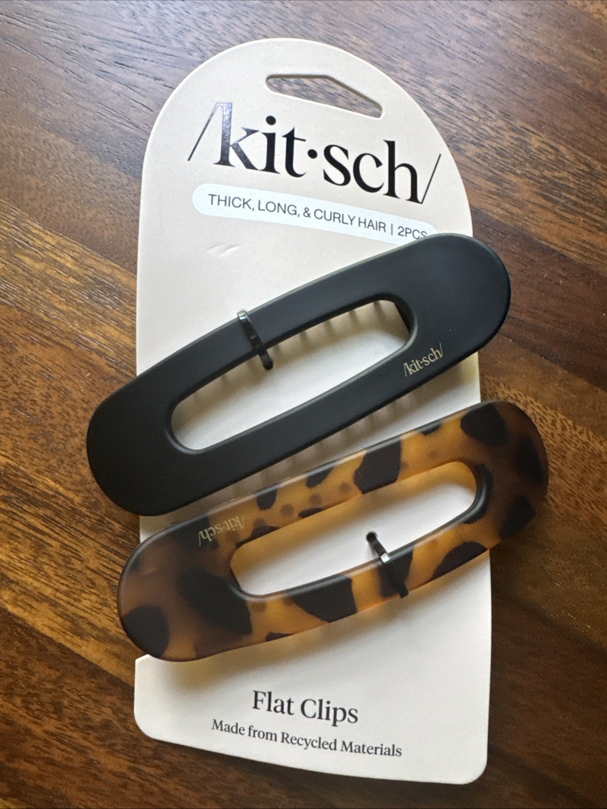 Kitsch Flat Lay Claw Clips 2pc Set Black Tortoiseshell Recycled Plastic NEW