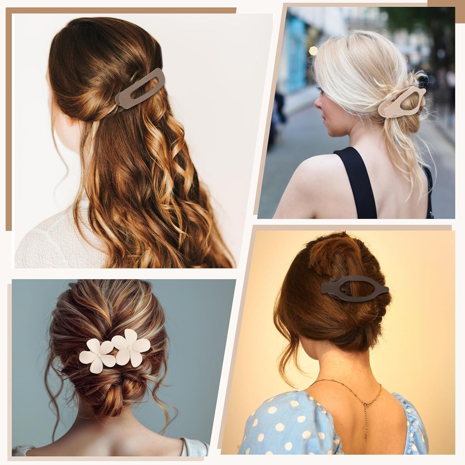 10 Pcs French Flat Hair Clips for Women 3 Styles Non-slip Flat Claw Clips Matte