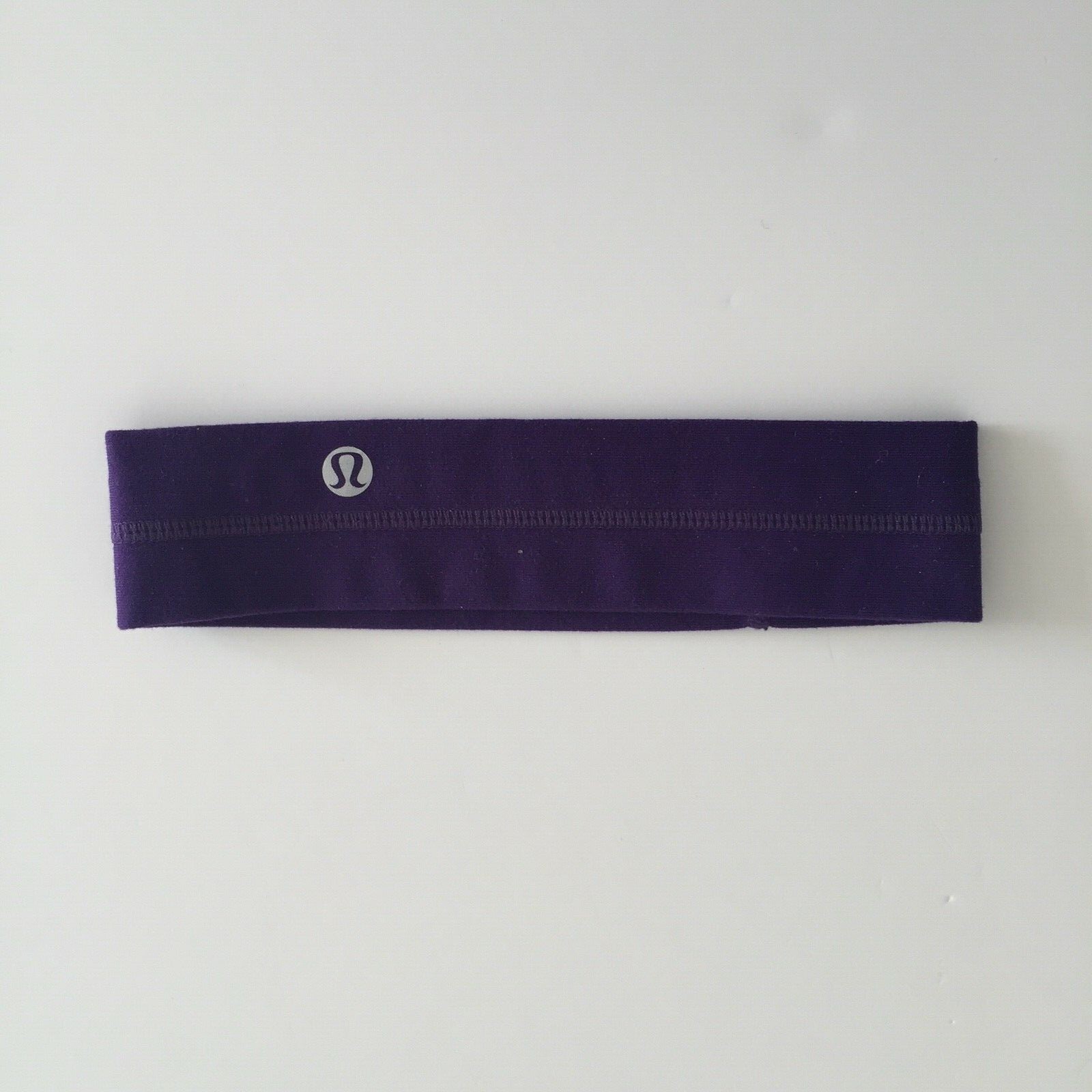 Lululemon Women’s Headband Purple Solid Logo Nylon Lycra Blend One Size EUC