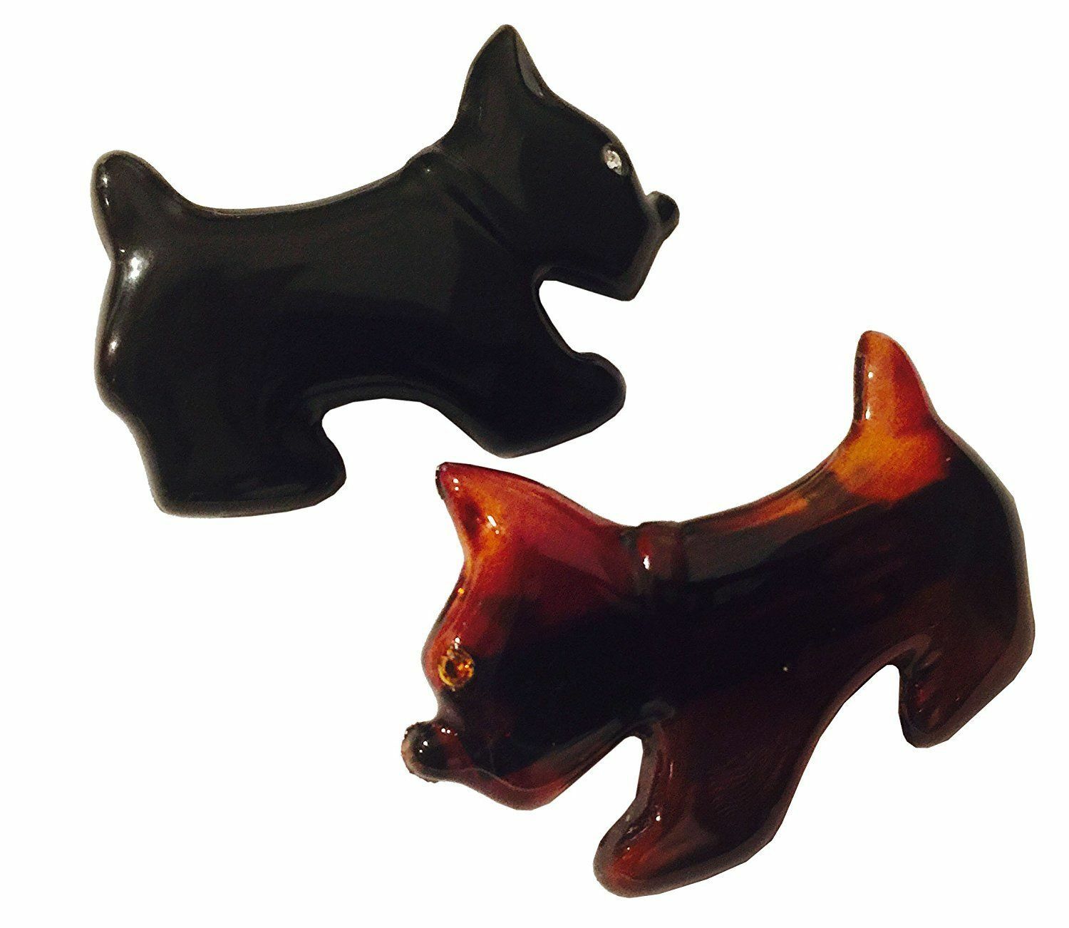 Parcelona French Dog Small Celluloid Black N Shell Brown Hair Clip Barrette