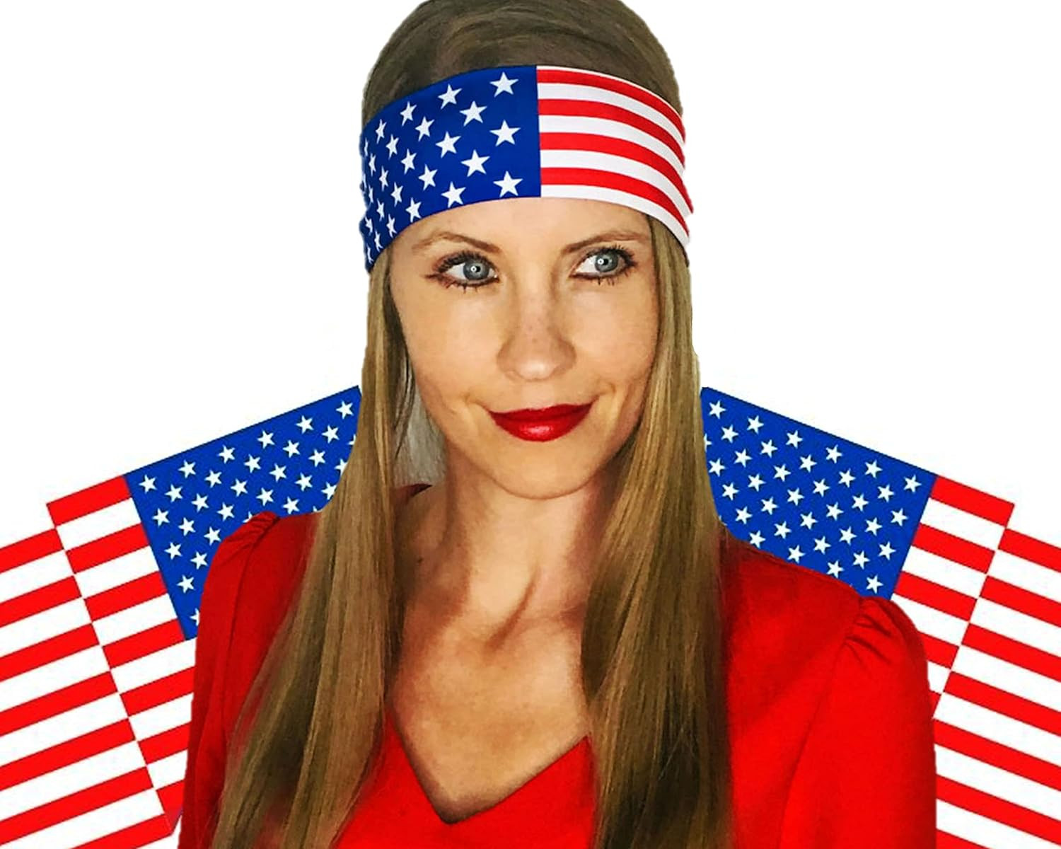 Red White and Blue Patriotic American Flag Tie Headband USA