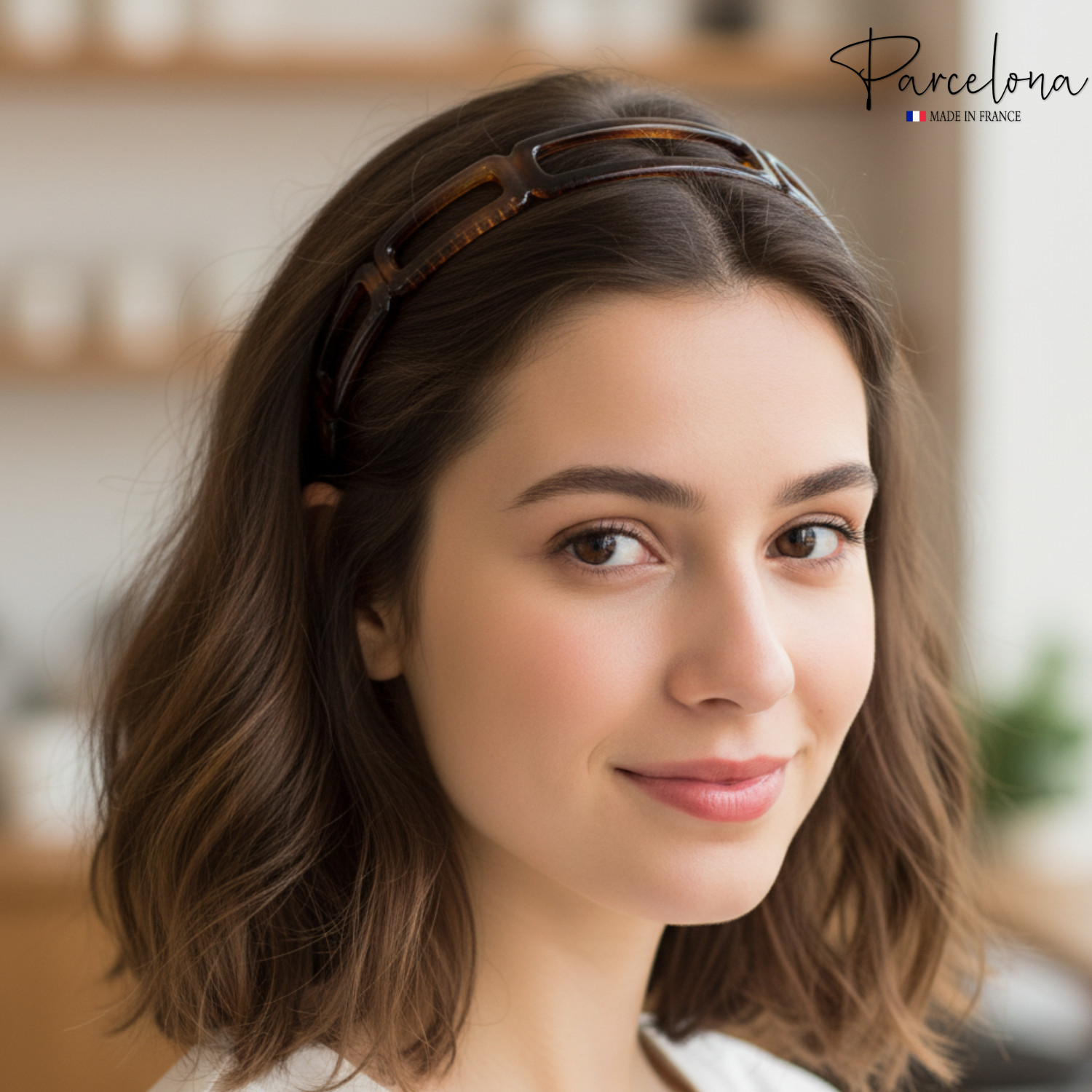 Parcelona Open Geometric Tortoise Acetate Headband French Lightweight Hairband