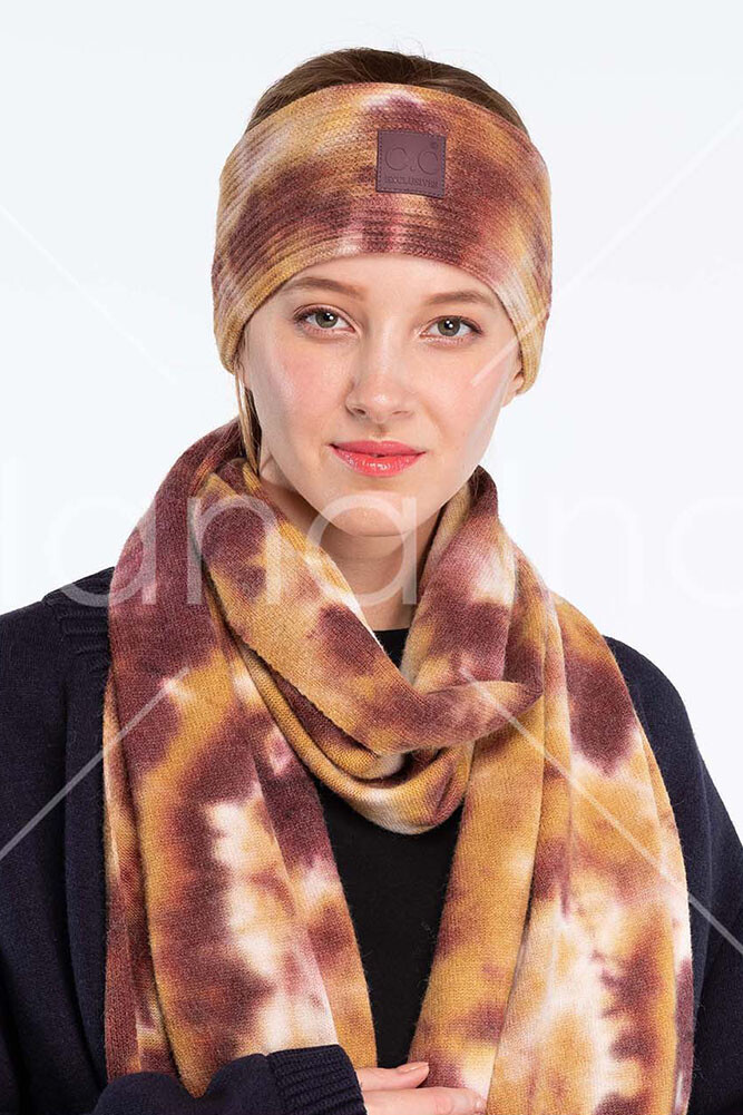 C.C Exclusive Women’s Tie Dye with Rubber Patch Winter Knit Headband Headwrap