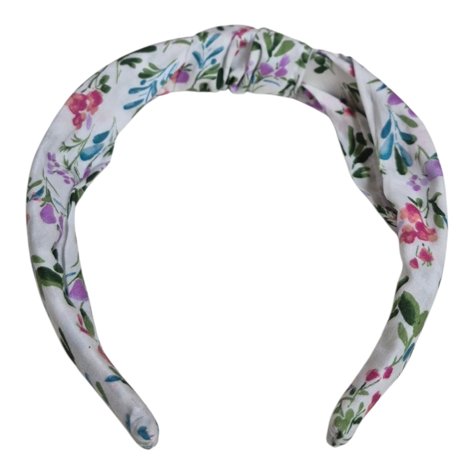 J.Crew Factory Floral Printed Knot Headband Bright White Lilac Multi BS235 New
