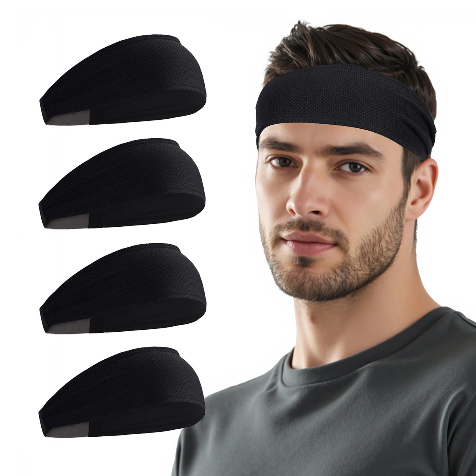 Cooling Sports Headbands for Men 4 Pack: Instant Cooling Moisture Wicking Swe…