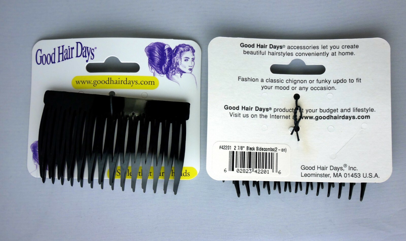 4 Combs x Good Hair Days 2 7/8″ Black Side comb hair comb Made in USA 42201