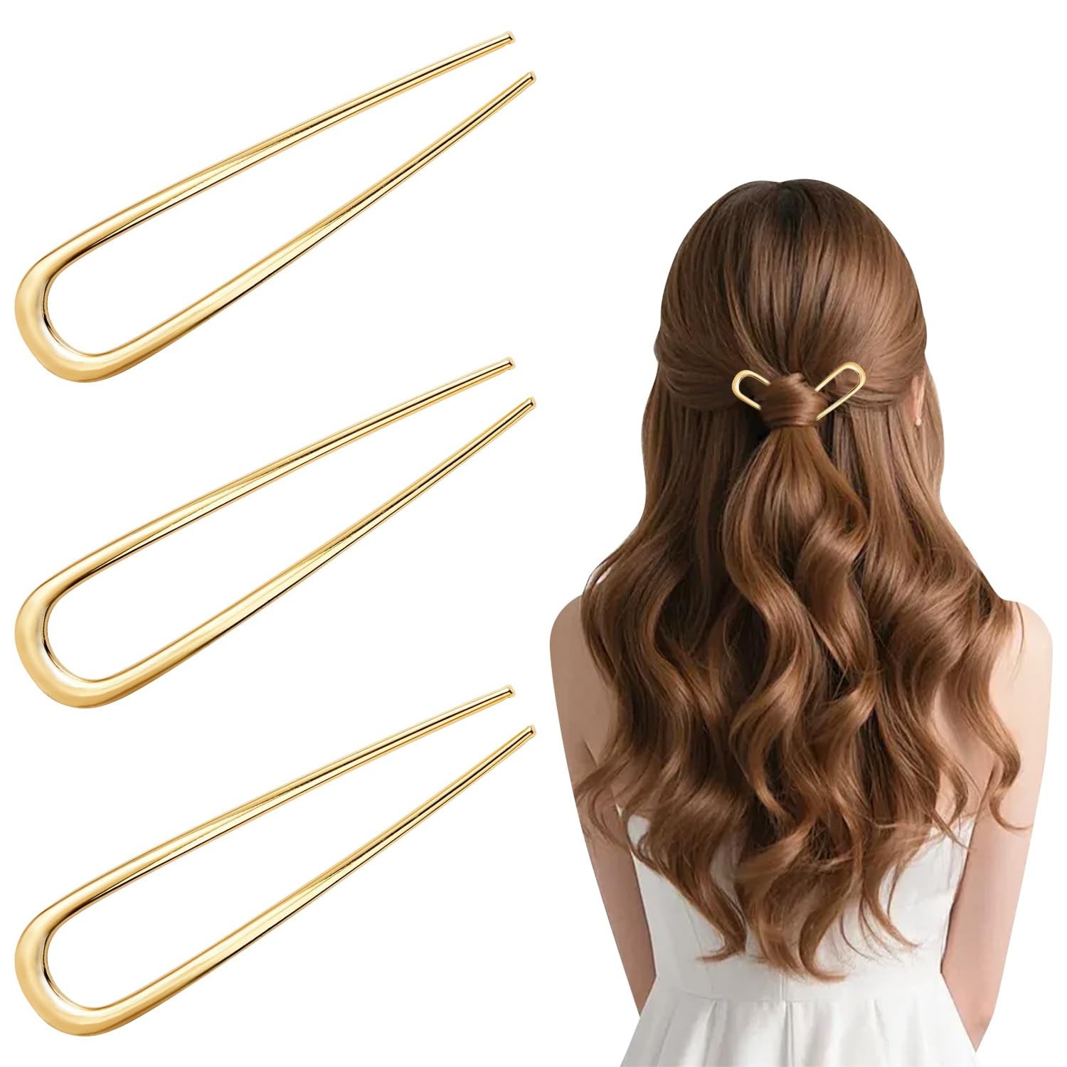 3PCS French Hair Pins,Metal French Hair Pins for ,U-shaped French Pins,Elegan…