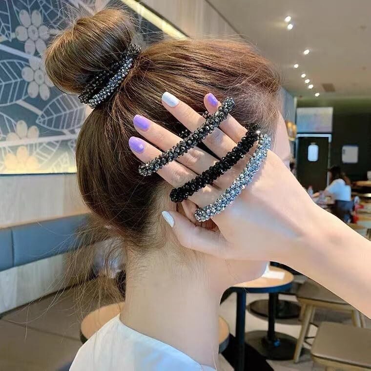 Pearl Hair Ties Rhinestone Ponytail Holder Bead Set Hair Scrunchies Elastic H…