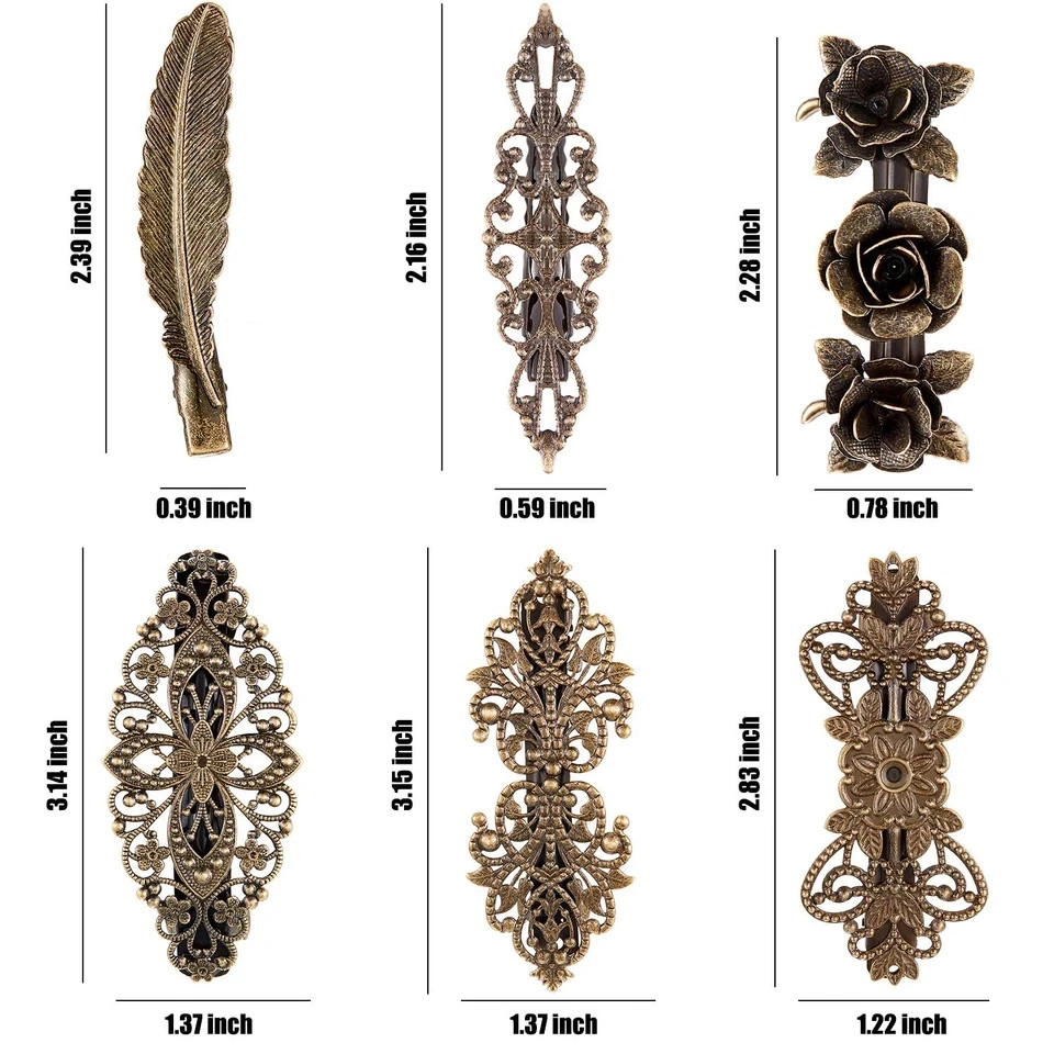 6 Pieces Vintage Hair Barrettes for Women Retro French Flower Hair Clips Metal B