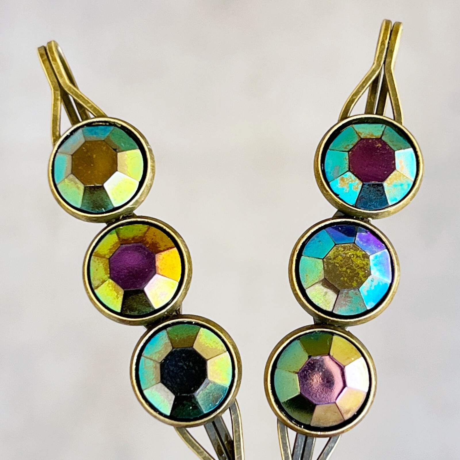 Metallic Rainbow Hair Clips, Antiqued Bronze Barrette, Wedding Hair Jewelry