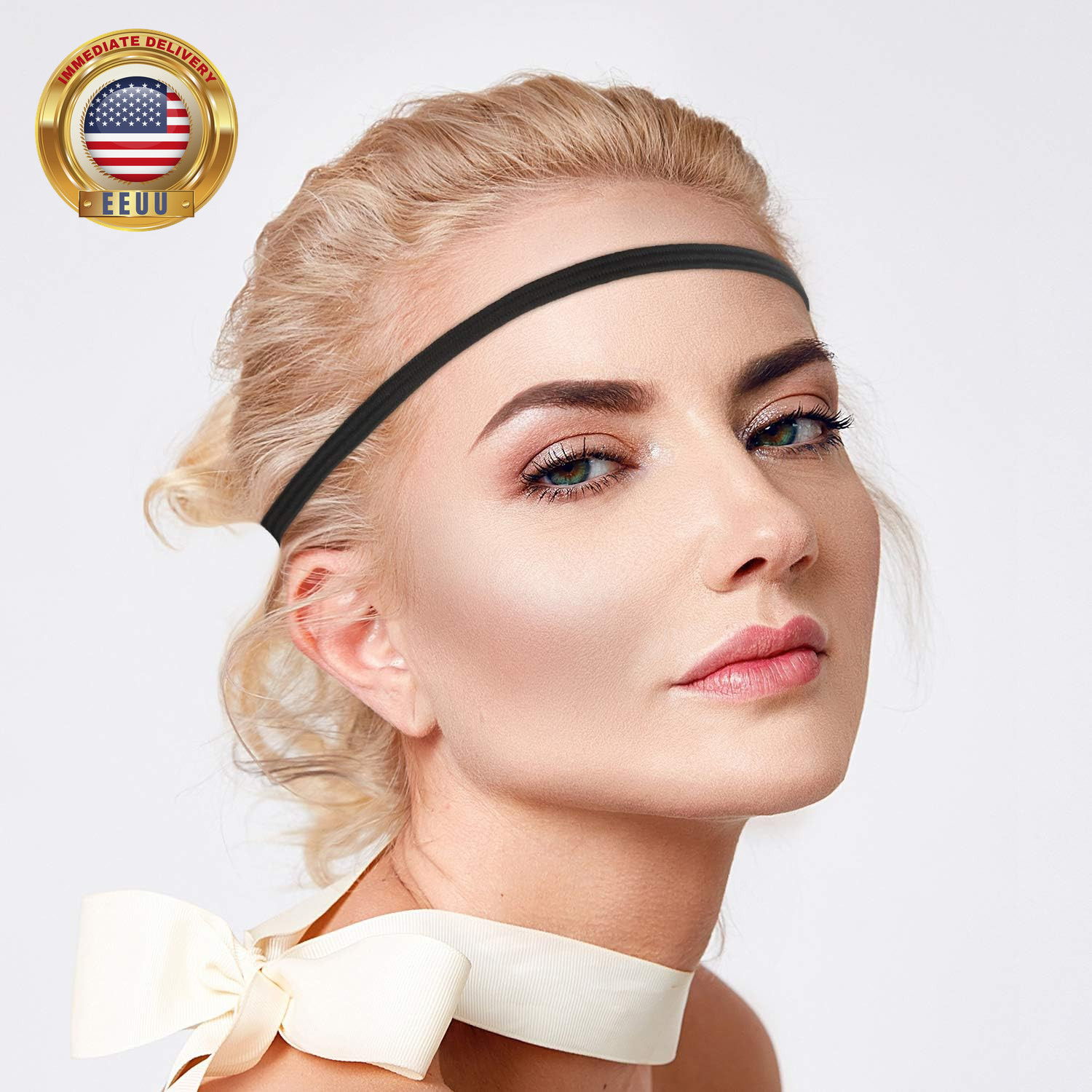 24 Pieces Thin Sports Elastic Headbands Black Skinny Athletic Exercise Hair Band
