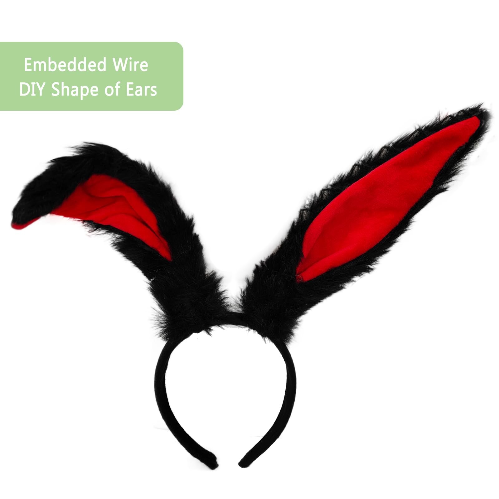 6 Pieces Furry Bunny Ears Headband and Tail, Rabbit Ear Headwear Easter Hallo…